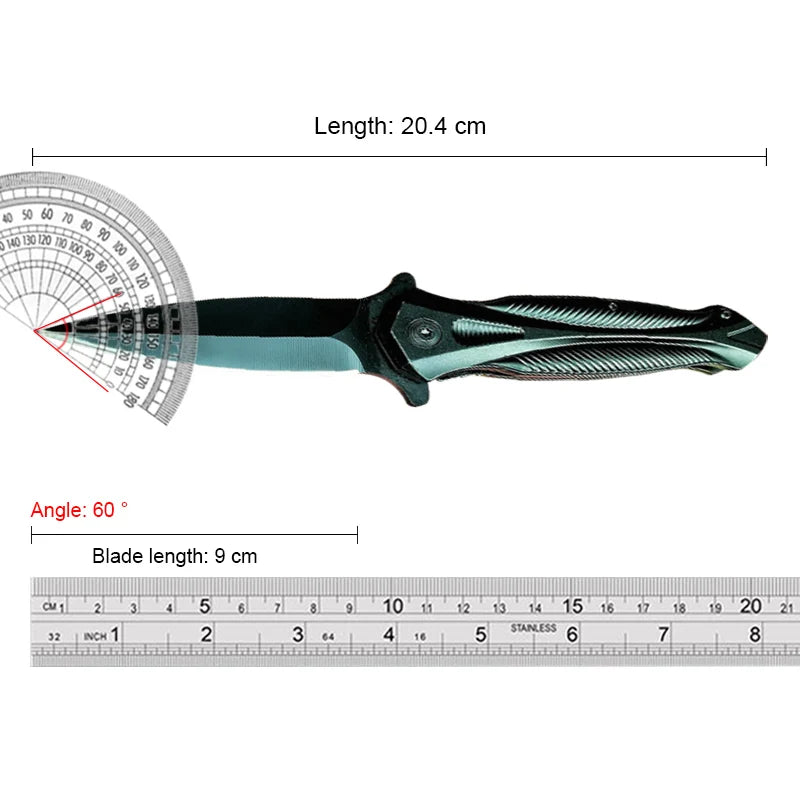 Black steel outdoor folding knife portable pocket knife sharp outdoor rescue