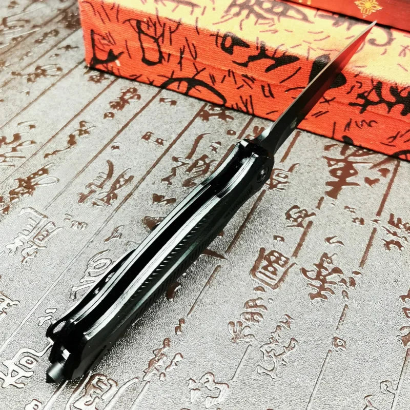 Black steel outdoor folding knife portable pocket knife sharp outdoor rescue